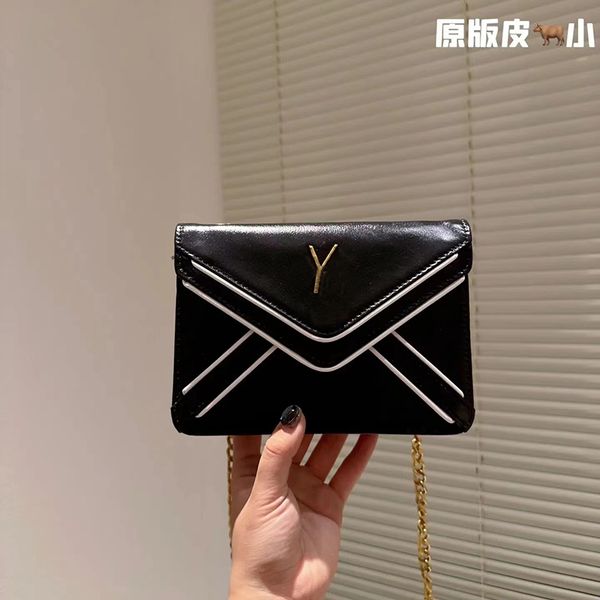 

designer y family new black cow leather gaby satin and leather retro single shoulder chain women's bag fashion temperament envelope bag, Blue;pink