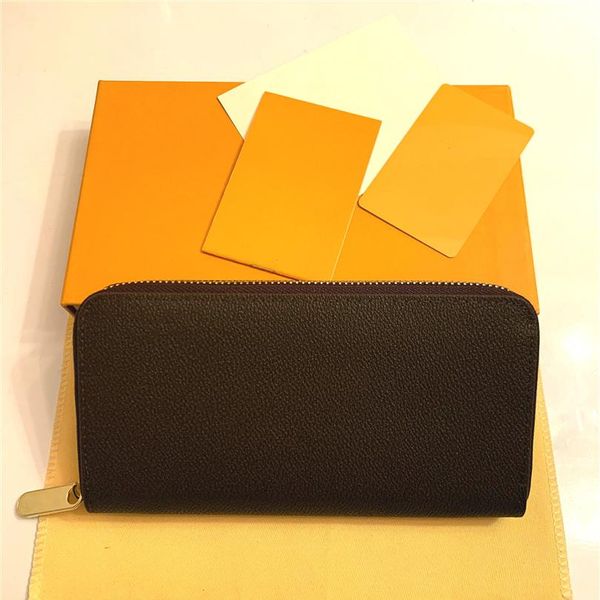 

fashion single zipper men women leather wallet lady ladies long purse with orange box card 60017259g, Red;black