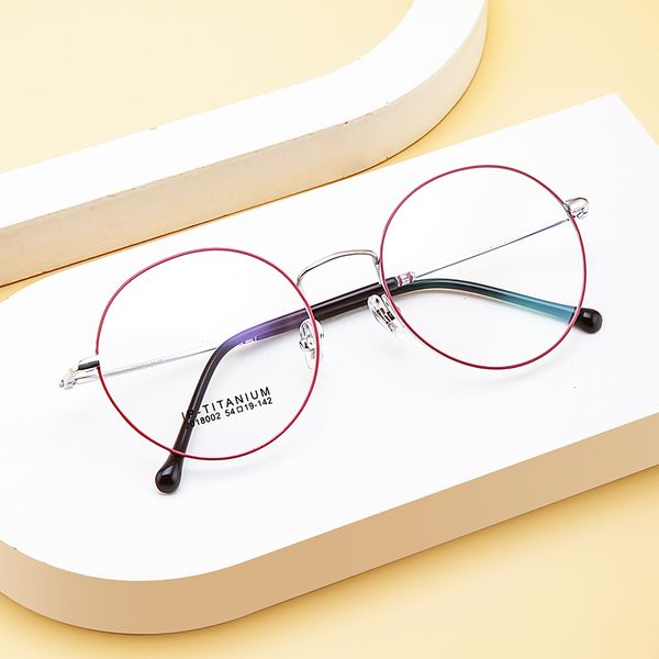 

pure titanium ultra-light retro big round frame glasses men's and women's big face glasses only 6g fashion personality korean vers, Silver