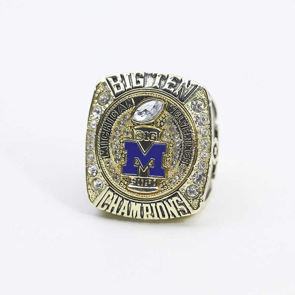 

ncaa 2021 m university of michigan wolverine rugby university champion ring, Golden;silver