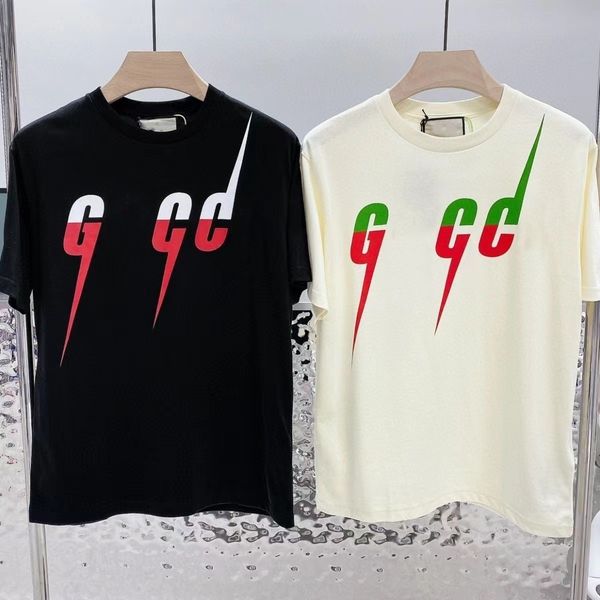 

t shirt designer gu quality mans cotton fashion lightning letter pattern 5 colors short sleeve design couple shirt designer tee womens wear, White;black
