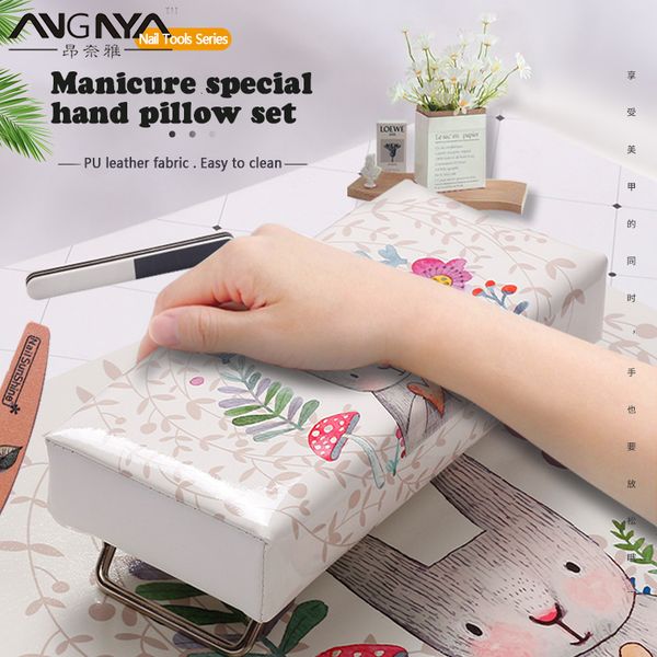 

hand rests angnya ins style leather manicure nail hand pillow set with stand waterproof nail hand rests arms wrists hand holder cushion 2303