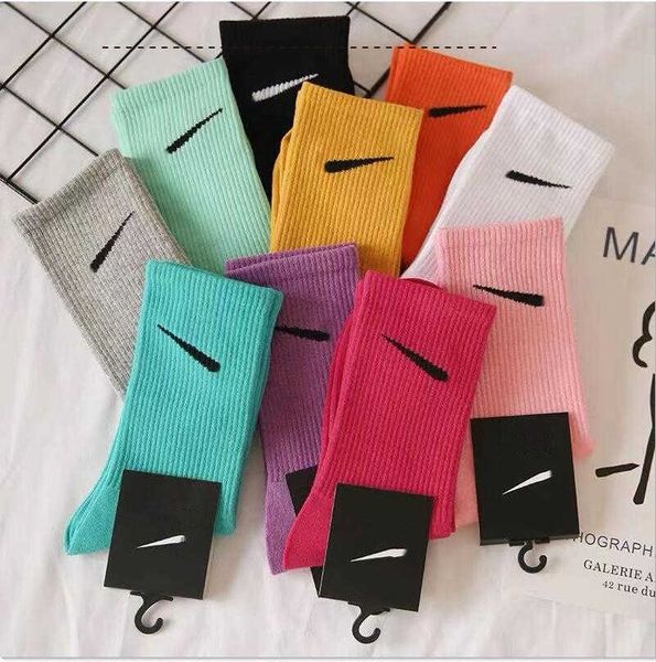 

brand socks men's socks women's socks pure cotton 10 color breathable sports sweatwicking socks alphabet nk print11, Black