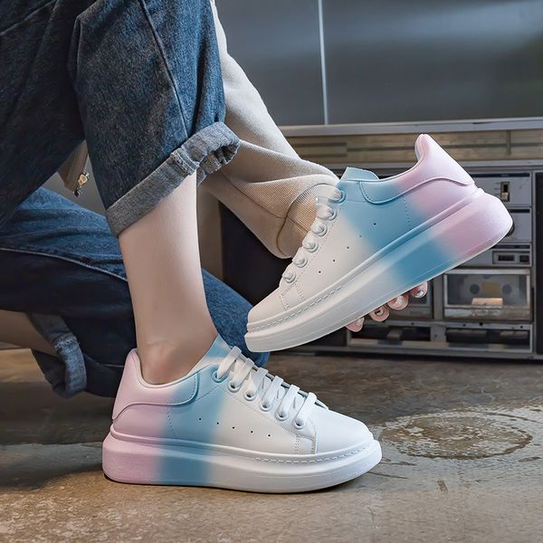 

women shoes gradual mesh red leather face student thick sole small white shoes women's regular year all-around korean casual sports sho
