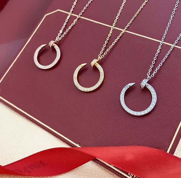 

full cz stainless steel love nail necklace pendants fashion choker necklace women men lover neckalce jewelry gift, Silver