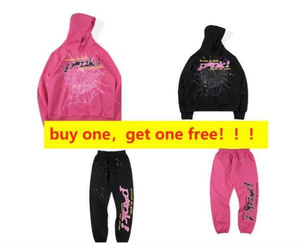 

2022 red sp5der 555555 hoodie men women angel number puff pastry printing graphic spider web sweatshirts, Black