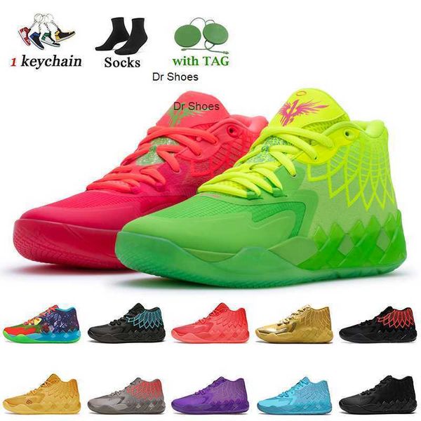 

2023 rick and morty basketball shoes lamelo ball mb.01 mens trainers sports 1of1 not from here black red blast be you galaxy i iridescent