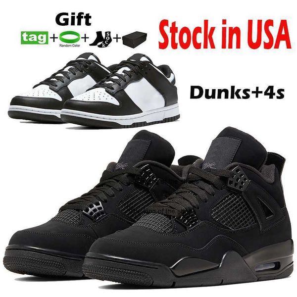 

2023 ogj4s og2023 og us stock 4 basketball shoes black cat men women dunks low white black panda sb 4s og designer sneakers sport mens women