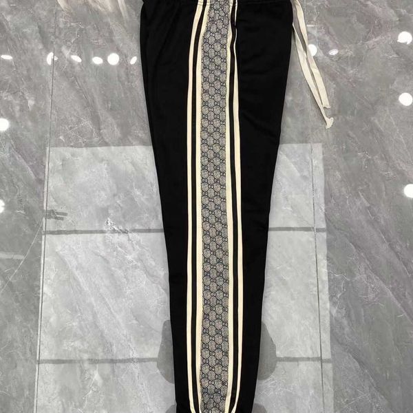 

luxury mens pants designer pants classic side snakeskin stitching trousers men women loose slacks outdoor sweatpants, Black