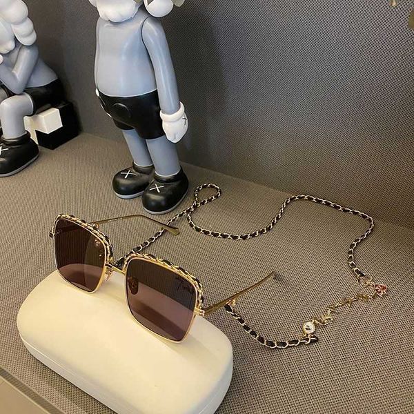 

50%off luxury designer sunglasses new glasses the same type of women's square leg sunglasses chain sun glasses for sale o31m, White;black