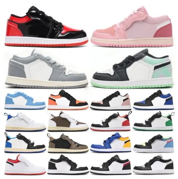

2023 kids shoes 1s travis scotts 1 low basketball designer sneakers reverse mocha baby trainers youth boys kid shoe pine green toddler infan, Black