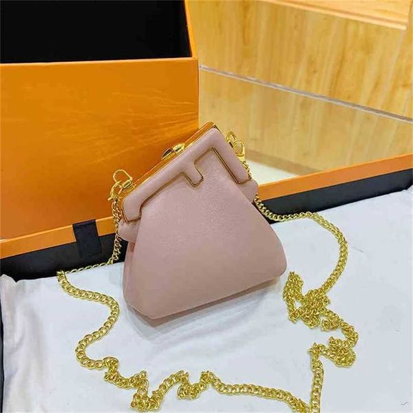 

handbag 2023 fashion women's bag leather quality handbag female spring clip popular color shoulder mini messenger chain bag