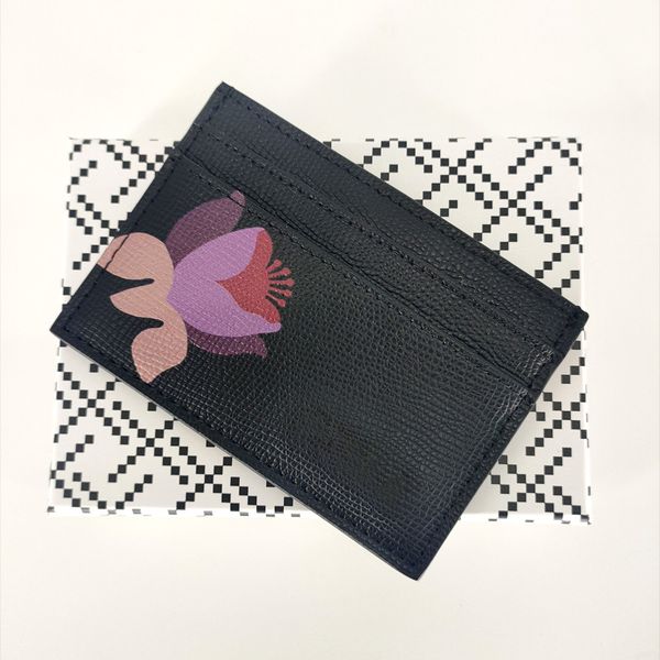 

fashion women bank card holder magnolia flower and hummingbird real genuine leather textured credit card holder mini wallet with box, Brown;gray