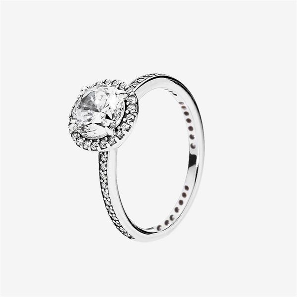 

beautiful women wedding ring big cz diamond rings with original box set for pandora real sterling silver engagement gift ring231j, Slivery;golden