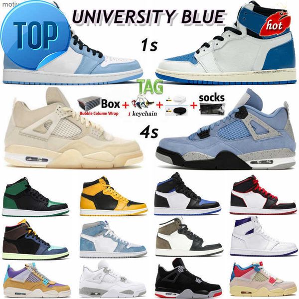 

university blue 5a 1 jumpman 1s hype royal twist unc mens basketball shoes black cat bred 4 4s fire red white cement sail what the guava ice