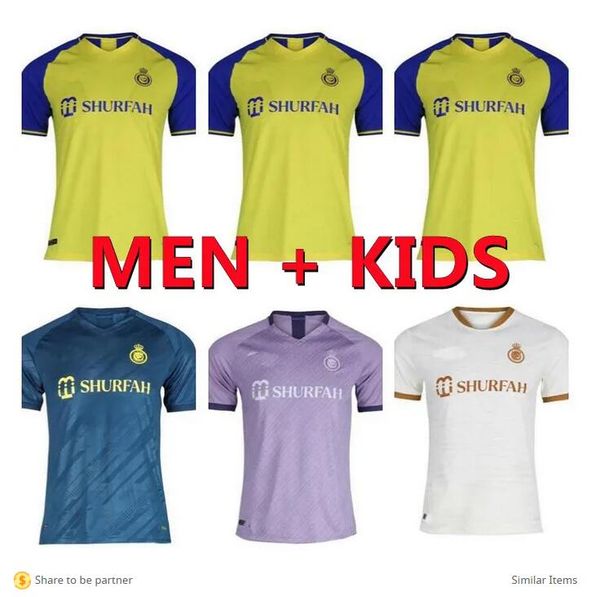 

al nassr fc soccer jerseys ronaldo 2022 2023 home away third 22 23 cr7 gonzalo martinez talisca ghislain konan vincent aboubakar men footbal, Black;yellow