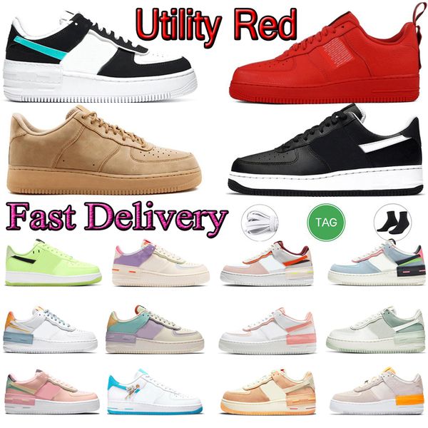 

shoes designer running flat low af 1 sneakers orange pearl triple white black 1s pale ivory aurora size 36-45, White;red