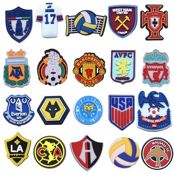 

anime charms wholesale childhood memories football team boys fun funny gift cartoon charms shoe accessories pvc decoration buckle soft rubbe, Blue