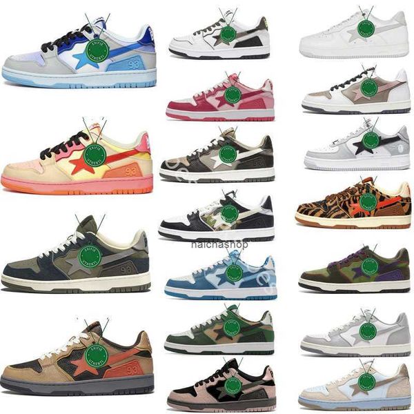 

black bapesta sk8 shoes mens womens platform trainers camo stars white green red yellow text code camo - grey purple sneakers size 36-45 jor