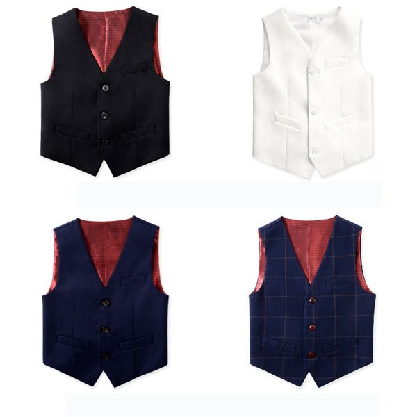 

waistcoat children's black suit vest flower boy dress piano performance british style shool party solid color 418t 230311, Camo