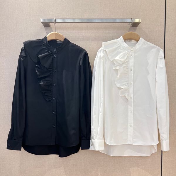 

women's shirt vintage stereoscopic fungus flanged puff sleeve shirt, White