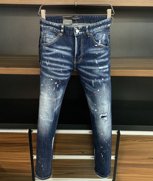 

dsq phantom turtle men's jeans classic fashion man jeans hip hop rock moto mens casual design ripped jeans distressed skinny denim bike, Blue