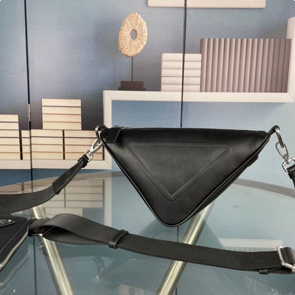 

designer shoulder bag leather triangle solid color purse 2-in-1 fashion crossbody bag soft leather pocket with purse wide shoulder strap