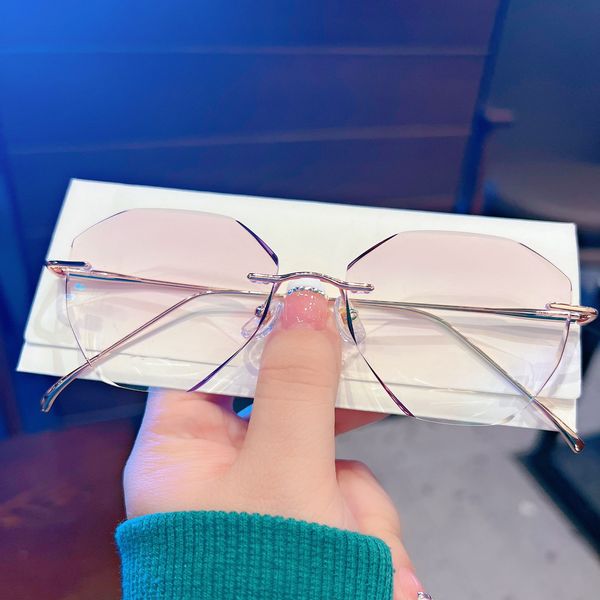 

rimless beauty glasses women's men's glasses delicate personality prescription mirror fashion butterfly shape simple temperament l, Silver
