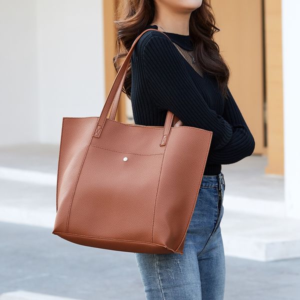 

hbp fashion versatile shopping bag women's handbag solid pu shoulder bag