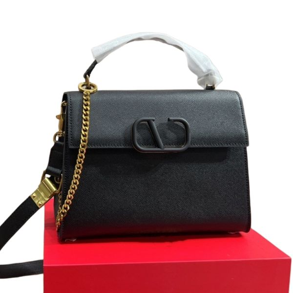

new designer tote bag big v bag fashion black handbag single shoulder messenger chain women's leather bag