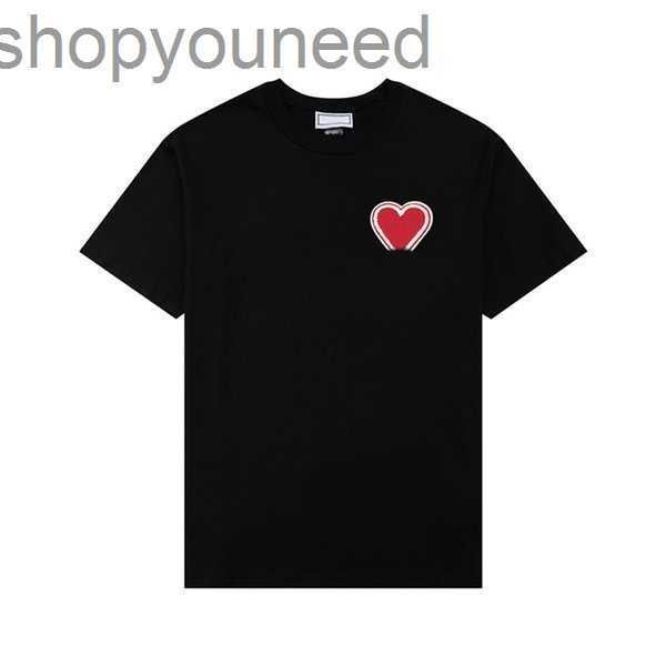 

men's t-shirts paris fashion mens designer t shirt amis embroidered red heart solid color big love round neck short sleeve t-shirt for, White;black