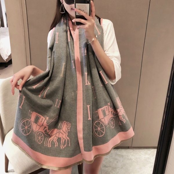 

soft scarf new style carriage classic texture designer super good autumn and winter warm casual shawl, Blue;gray