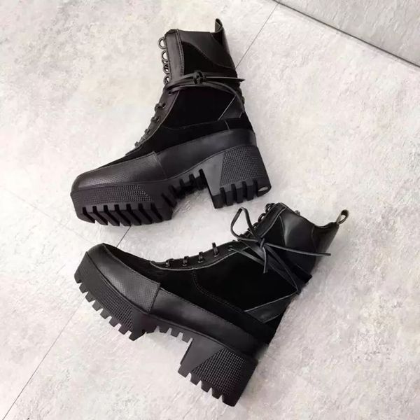 

women boots luxurys designers shoes thick bottomed autumn winter muffin short barrel martin knight factory footwear size 35-42, Black