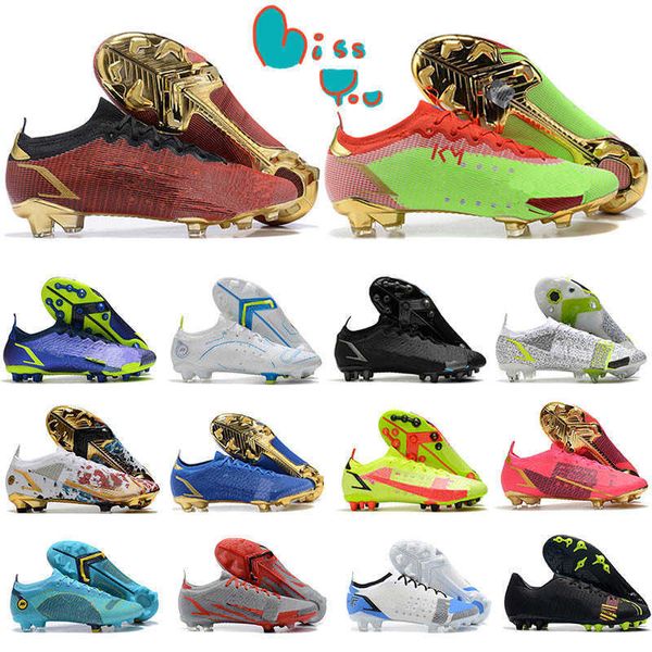

2023 mens soccer shoes mercurial vapores xiv 14 elite fg low cleats cr7 ronaldo impulse outdoor leather comfortable knit acc football boots