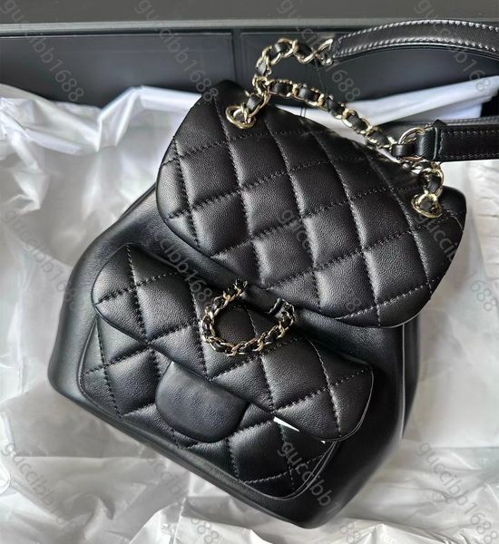 

10a mirror quality designer mini duma backpack 18cm women real learther lambskin quilted flap handbag luxury classic purse double chian shou