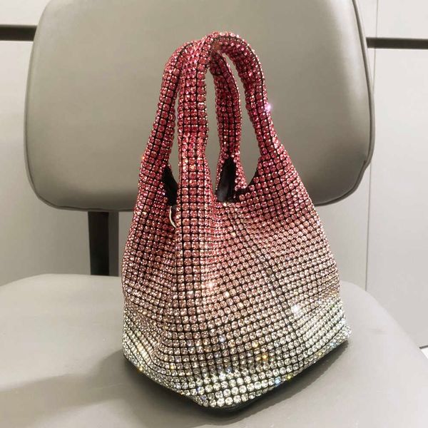 

handle rhinestones evening clutch bag purses and handbag luxury designer hobo shoulder bag shiny crystal clutch purse bucket bag 230308
