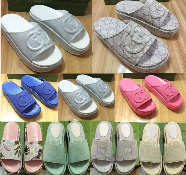 

2023 slippers designer sandals women's slide platform wedge sports style rainbow summer women's slippers men's and women', Black