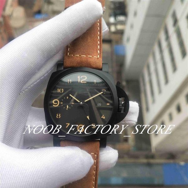 

super factory s watch of me 1950 classic real po 44mm black face brown strap 441 automatic movement fashion luminous wristw280p, Slivery;brown