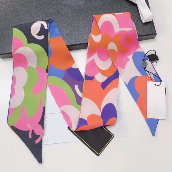 

new designer silk scarves pure silk fresh spring and summer contrast small silk scarves fashion hair band leisure fashion bag decorative sca, Blue;gray