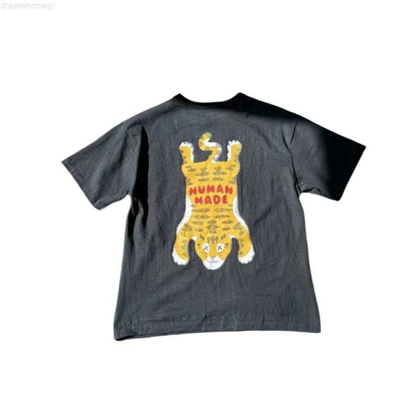 

human made cotton summer t-shirt oversize yellow tiger print slub 0312, White;black