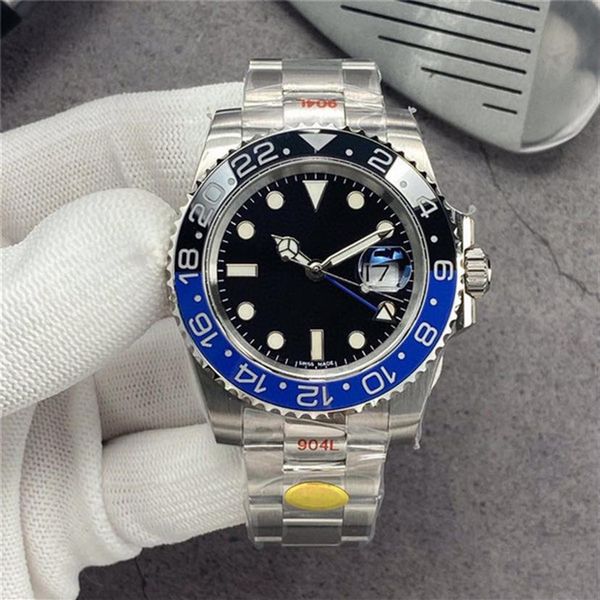

perfect batman 116710 eta 3186 movement mens watch sapphire glass mechanical automatic watch ceramic bezel dial luminous diving 10317w, Slivery;brown
