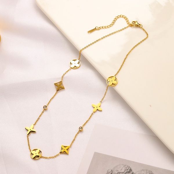 

designer necklace gold chain heart tennis clovers necklace luxury jewelry stainless steel crystal cuban link chain hip hop women pearl penda, Silver