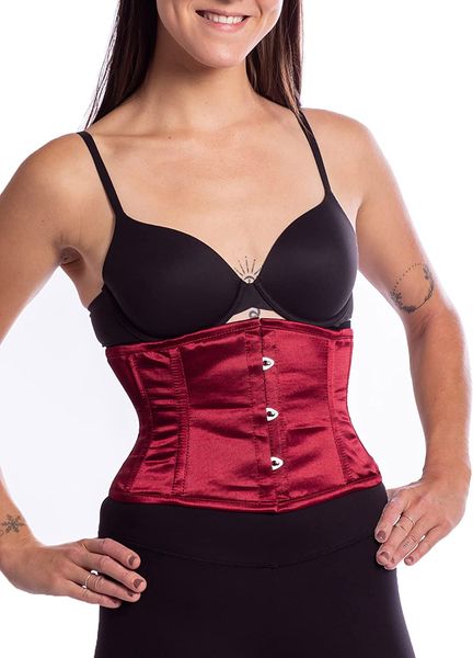 

orchard corset cs-301 underbust satin steel-boned waist trainer corset, Red;black