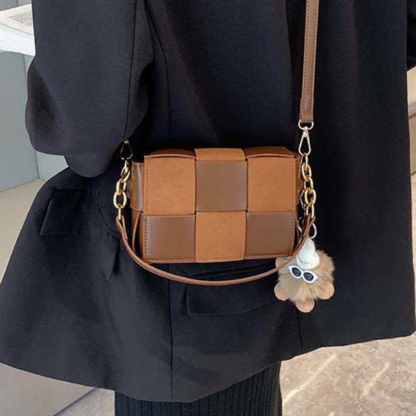 

new woven crossbody bags for women wide straps messenger bags luxruy brand satchel 's shoulder bag leather ladies handbag 230308
