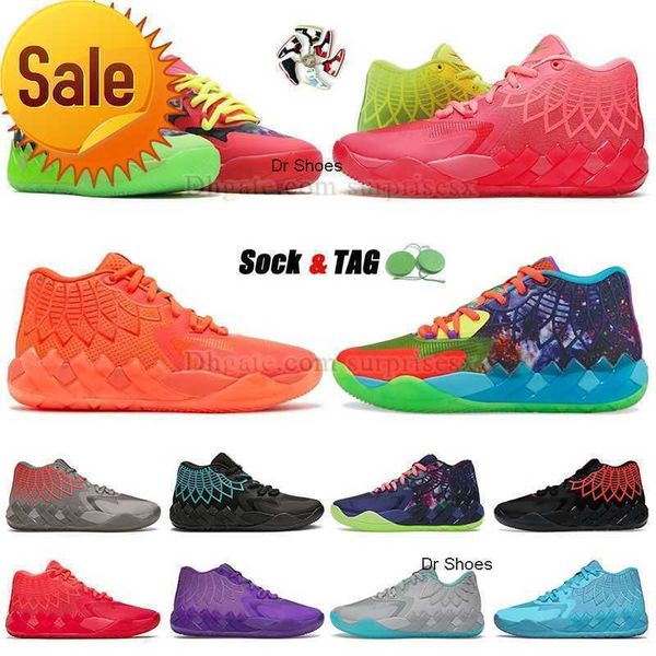 

new roller shoes mb.01 mens baskteball shoes big size 12 46 lamelo ball la melo mlamelos rick and morty green red metallic gold yellow