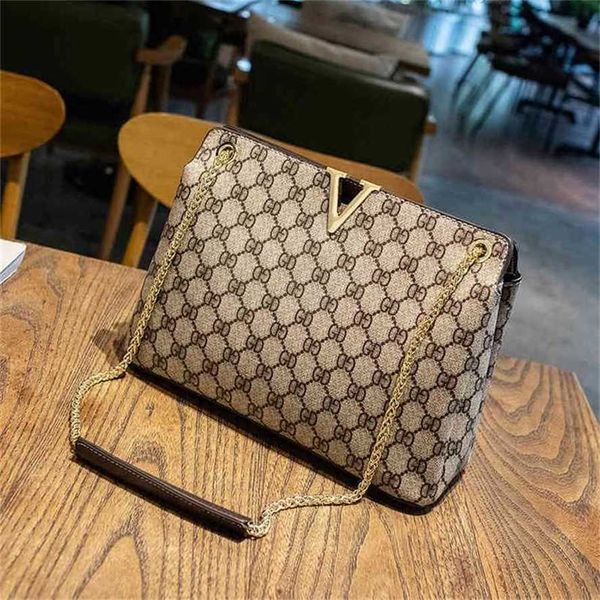 

handbag 2023 fashion women's bag leather quality handbag women's korean tote printed shoulder messenger portable chain bag