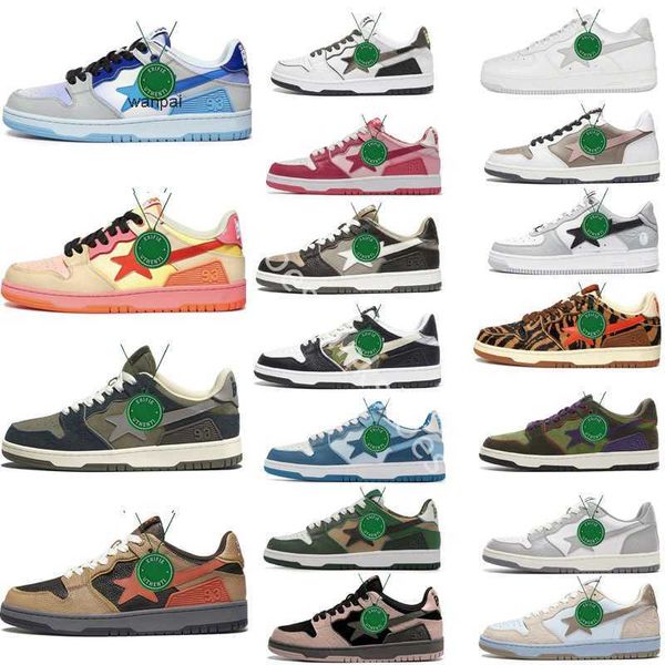 

black bapesta sk8 shoes mens womens platform trainers camo stars white green red yellow text code camo - grey purple sneakers size 36-45 jor