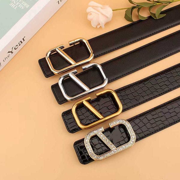 

new luxury designer belt letter v glossy buckle mens and womens belts 8 color jeans dress decoration business casual belt wholesale, Black;brown