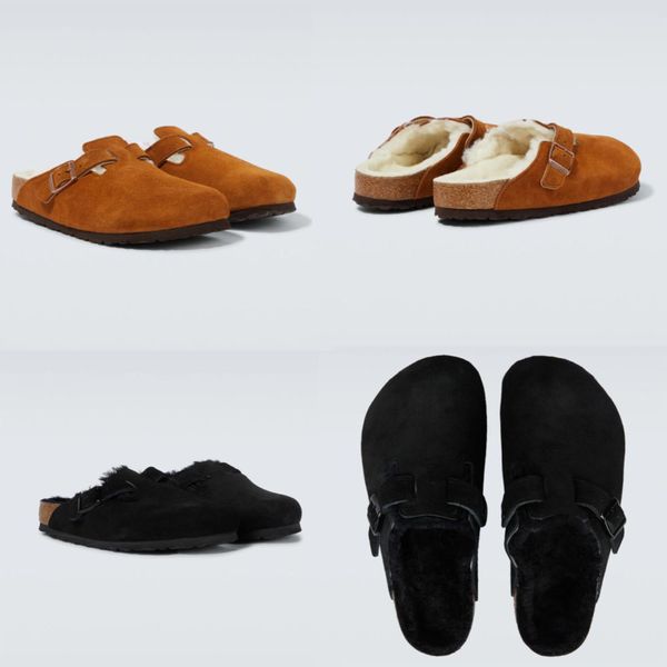 

winter men's formal shoes suede with wool lining slide flat slippers rubber sole success men's dinner casual walking shoes eu39-46, Black