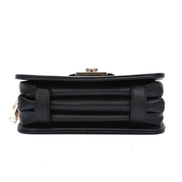 

solid leather shoulder bag with flap quality leather bags for women's handbag purses with chain